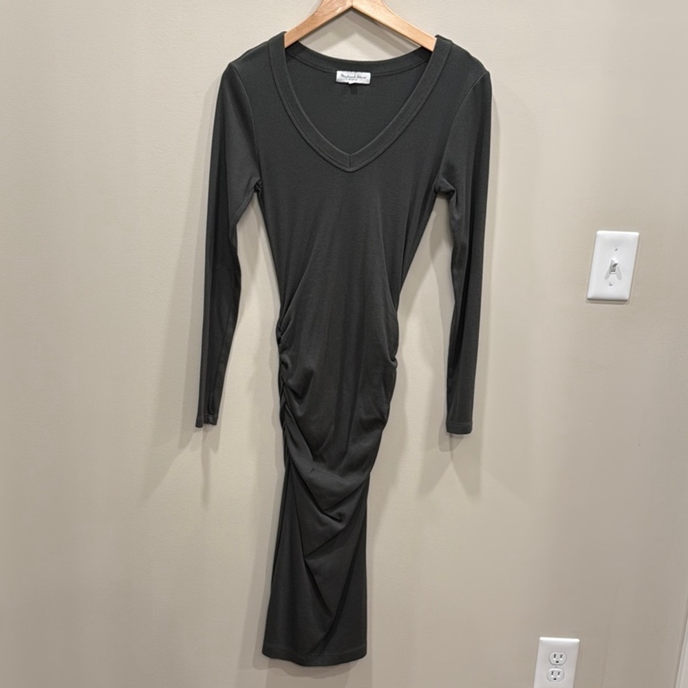 Michael Stars long sleeve midi ruched dress